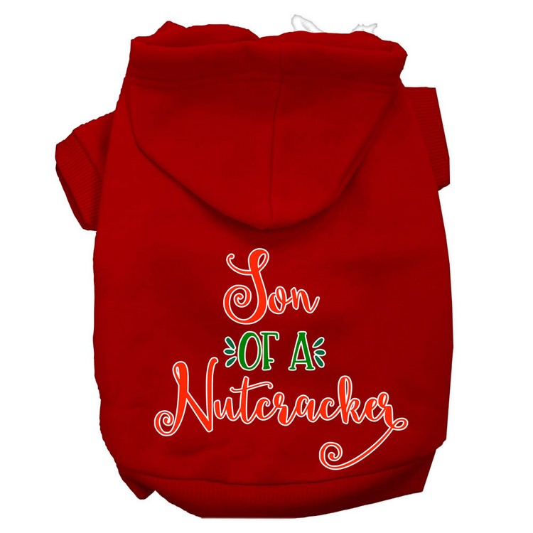 Son of a Nutcracker Screen Print Dog Hoodie Red M